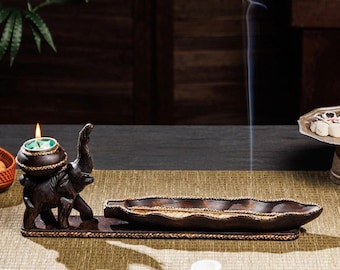 Porta incienso de madera vintage - Quemador zen rústico hecho a mano para meditación