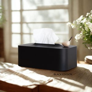 Minimalist Bird Tissue Box Cover - Nordic Modern Decor Black