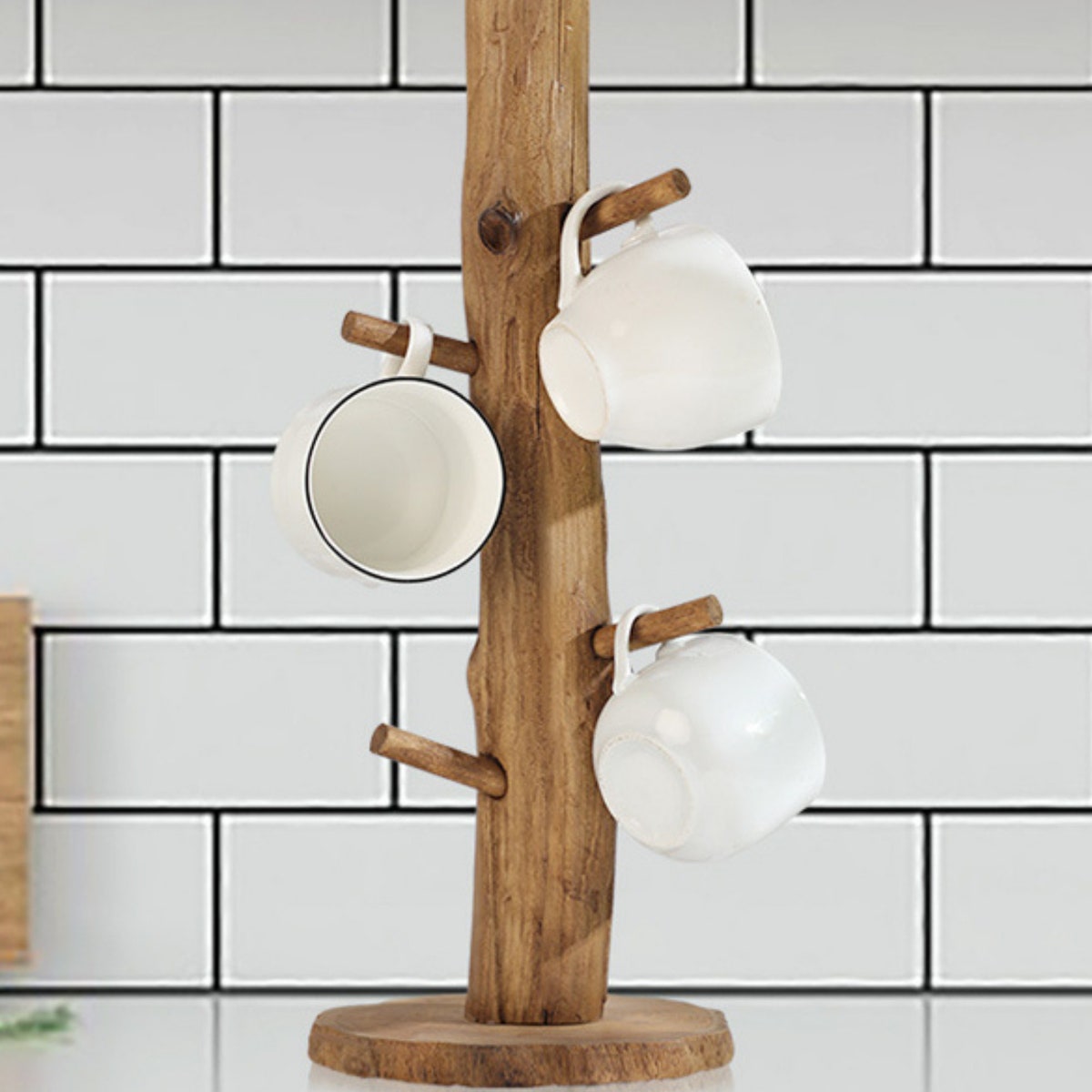 Rustic Wood Mug Holder Tree: Farmhouse Coffee Cup Rack - Etsy