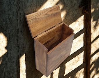 Buzón de madera de teca hecho a mano: Buzón rústico impermeable para montaje en pared