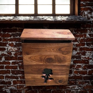 Handmade Teak Wood Mailbox: Rustic Waterproof Outdoor Mail Holder