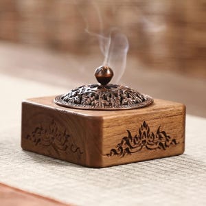 Rustic Teak Incense Burner – Handmade Wooden Holder for Meditation, Yoga & Spiritual Gifts