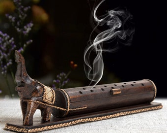 Vintage Wooden Incense Stick Holder - Handmade Rustic Zen Burner for Meditation