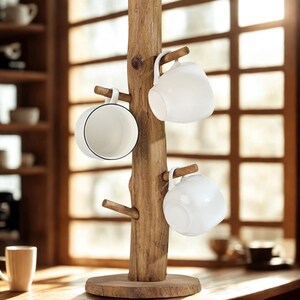 Timber Mug Rack Rustic Wood Mug Holder Tree: Farmhouse Coffee Cup Rack - Etsy