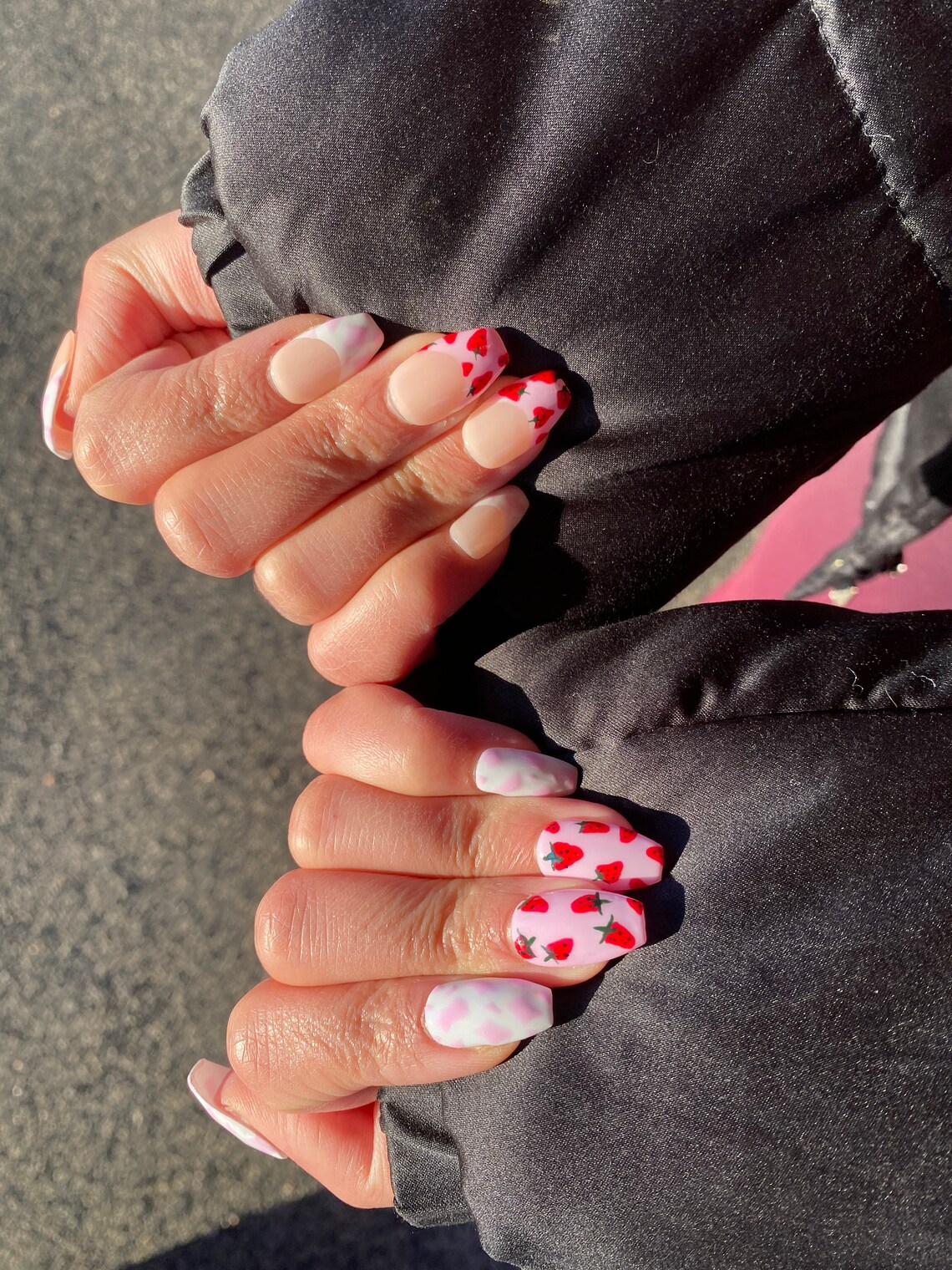 Strawberry Milk Cow Nails Etsy UK