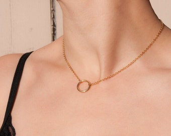 18k Gold Filled Circle Pendant Necklace: Simple Karma Necklace