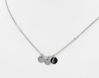 Personalized Initial Disc Necklace: Sterling Silver, Hand Stamped