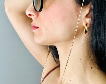 18k Gold Filled Eyeglasses Chain: Shiny Glitter Style, Sunglasses Holder