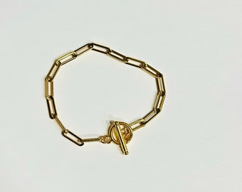 Armband med pappersklipp i 18 karat guld: Armband med tjockt länktag