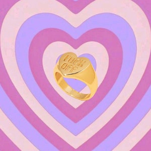 Gold Statement Ring, Gold Heart Ring, Gold Jewelry, Gift For Her, Trendy Rings, Gold Ring