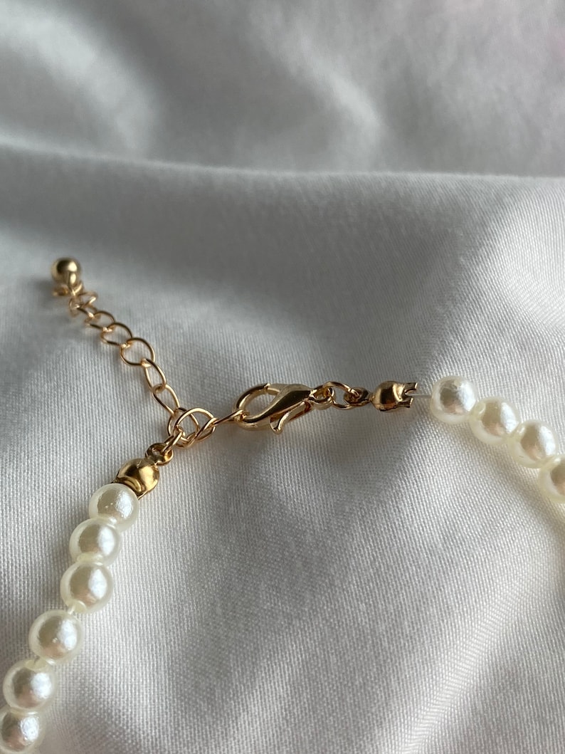 Gift for Her Pearl Necklace Pearl Beaded Angel Choker Necklace Gold Jewelry