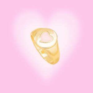 Pink Heart Ring, Gold Jewelry, Gift For Her, Trendy Rings, Light Pink Heart Ring