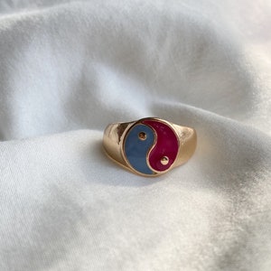 Yin Yang Ring Multi Color, Gold Jewelry, Dainty Ring, Gift for Her