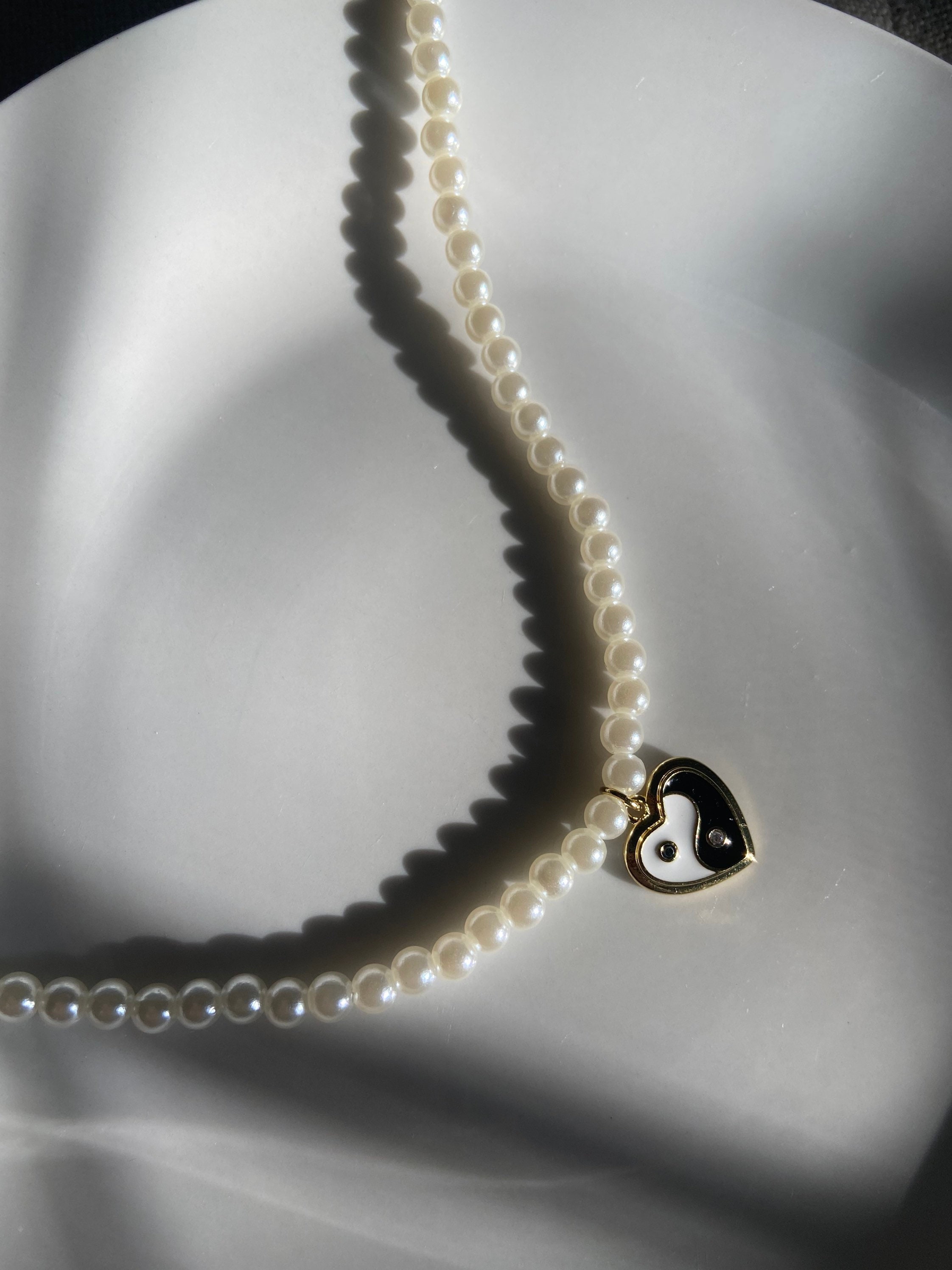 Pearl Yin Yang Necklace Gold Jewelry Pearl Necklace Gift Etsy