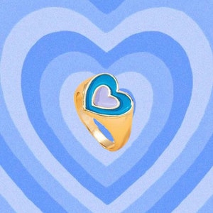 Blue Double Heart Ring | Gold Jewelry, Gift For Her, Trendy Rings, Blue Jewelry