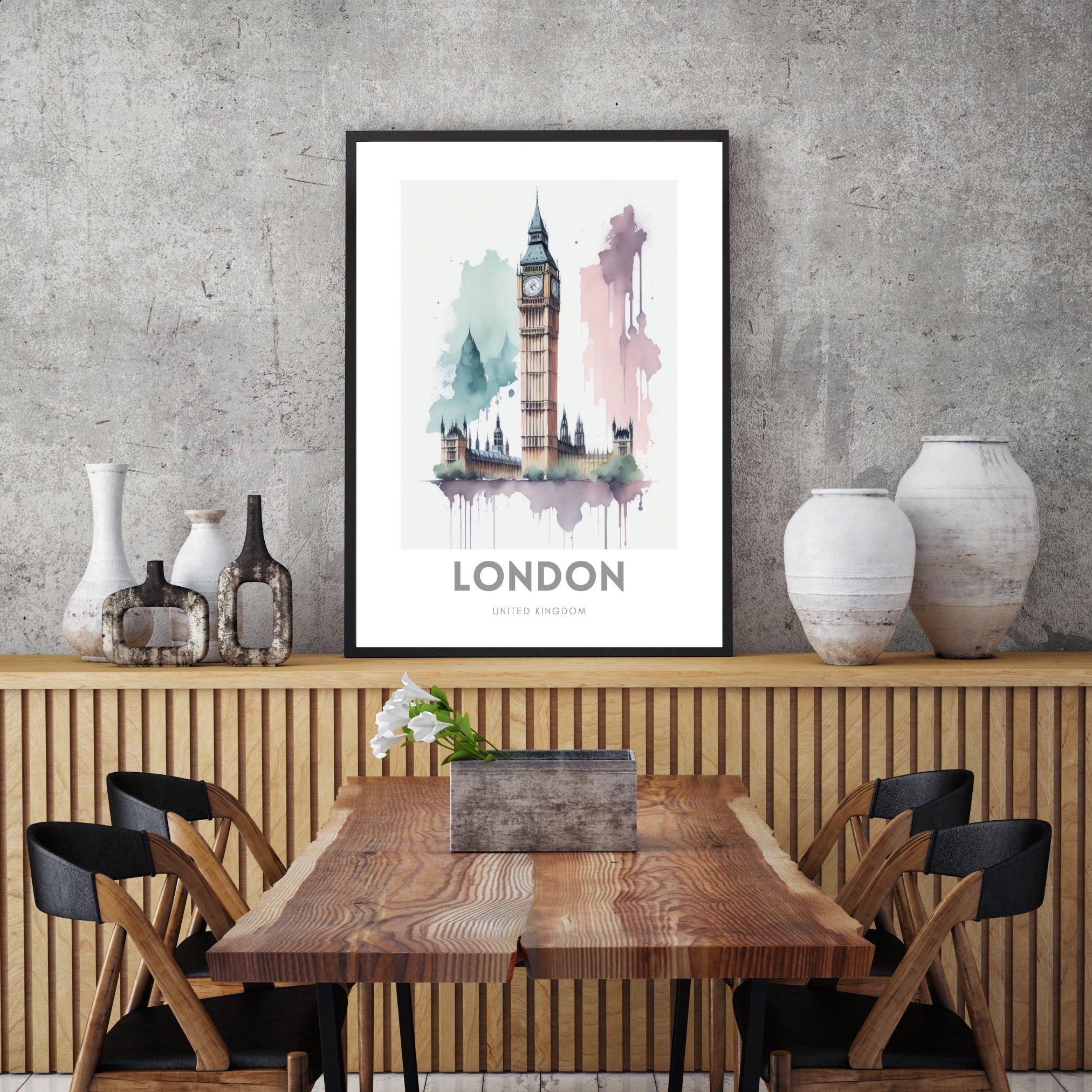 London Watercolor Poster, Travel Art, Travel Gift, UK Wall Decor ...