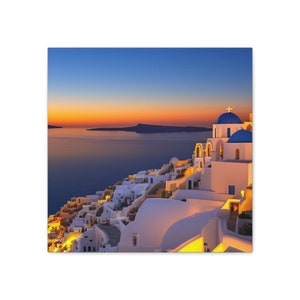 Oia Santorini, Griechenland Landschaft Bunte Landschaft eingewickelt Leinwand Druck Wand Kunst Wohnkultur