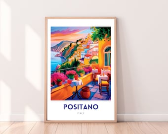 Impresión de Positano, cartel de pintura de Positano, arte de pared de Positano, regalo de viaje, cartel de Italia