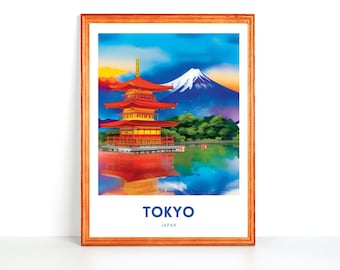 Tokyo Travel print - Japan, Tokyo poster, Tokyo print, Japanese Print,  Wedding gift, Travel present
