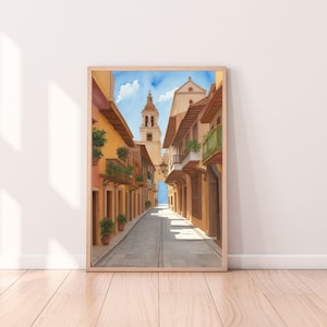 Cartagena Watercolor Canvas, Colombia Art, Cartagena Wall Decor, Cartagena Print, Colombia Gift