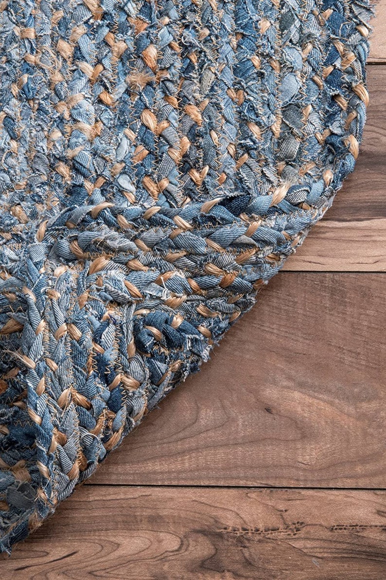 Hand Braided Jute and Denim Rug Reversible Casual Decor 100 - Etsy