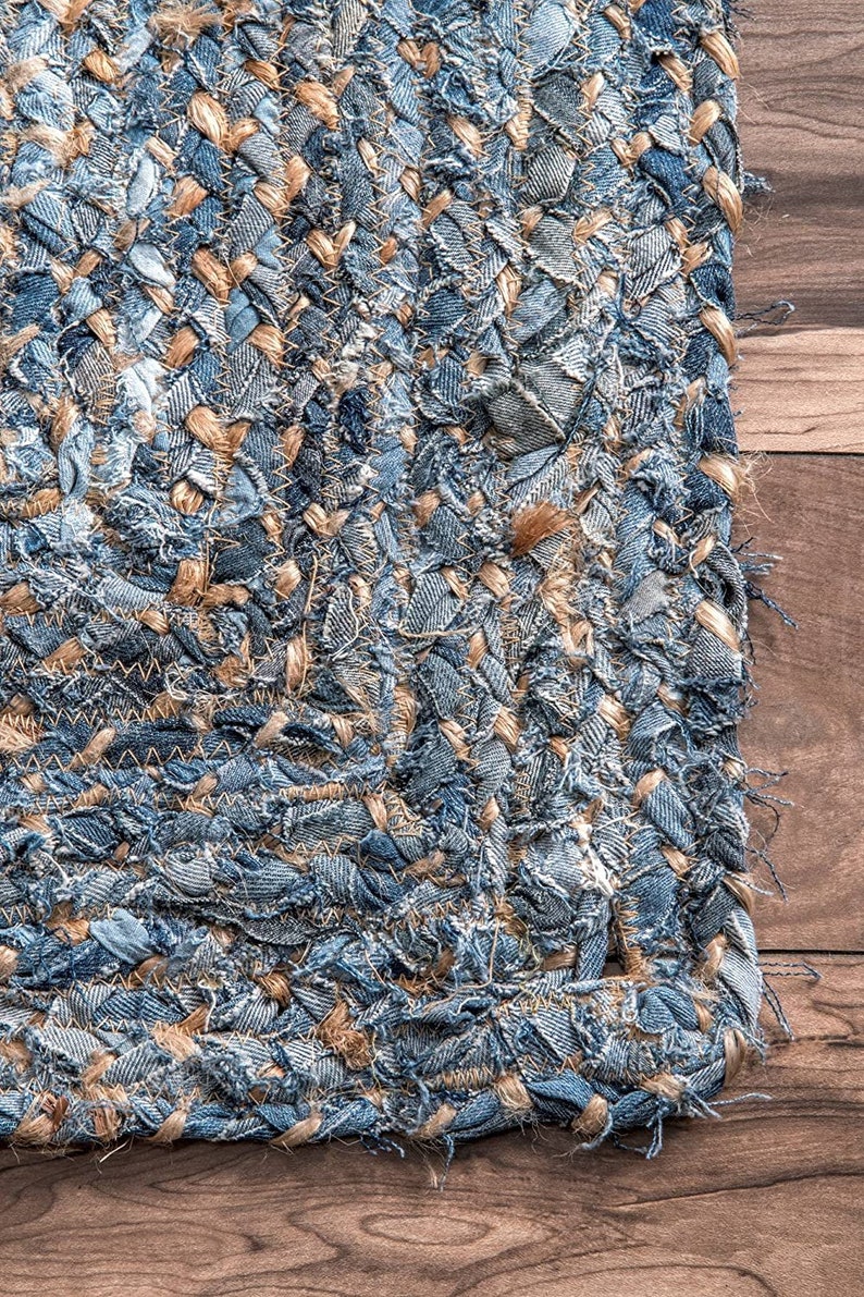 Hand Braided Jute and Denim Rug Reversible Casual Decor 100 - Etsy