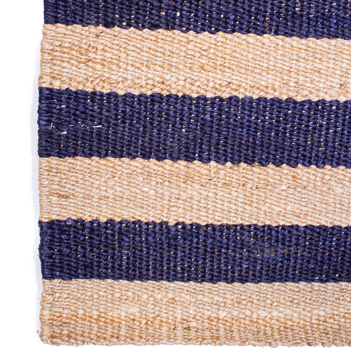 Navy Blue and Natural Wide Stripe Jute Rug Handmade - Etsy