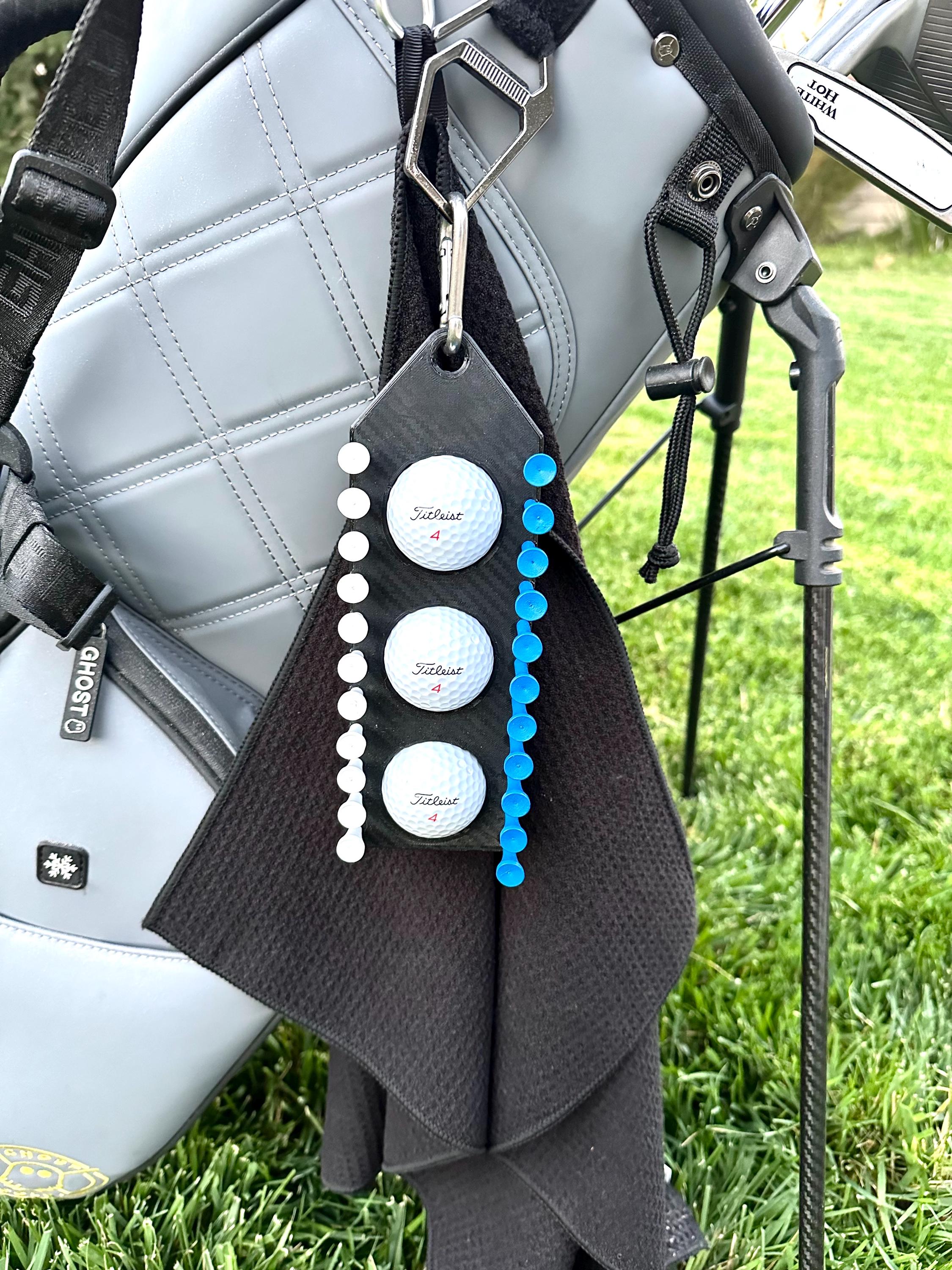 Golf Ball and Tee Holder – Gift for Golfer, Carbon Fiber Ball Organizer Gift for Dad, Golfing Husband, Golfer, Golf Club Bag Tee Accessories