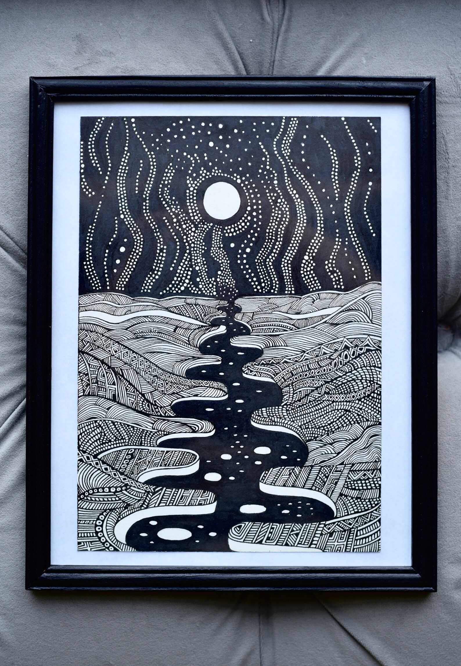 River Night. Abstract Art. Pen and Ink Art. Wall Décor. Wall Etsy