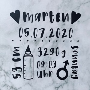 AUFKLEBER | für Baby Erinnerungsbox | Erinnerungskiste | personalisierter Sticker mit Geburtsdaten |   Baby Geburtstag