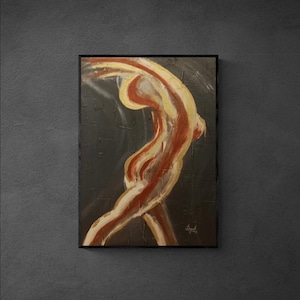 UNIQUE concrete painting &quot;Dynamic Woman&quot;, 50 x 70 cm, art by LuDragona