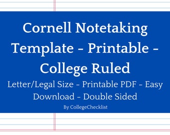Notes Pages College Ruel Lily Floral Lined Paper - College Ruled Printable (PDF Download) - Etsy