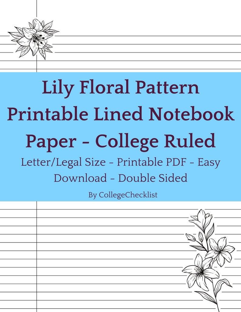 Cute Lined College Ruled Paper Printable