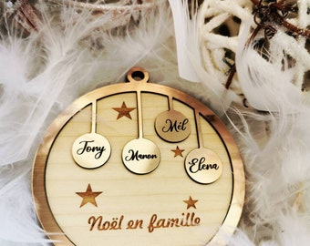 Boule de Noël en bois personnalisé