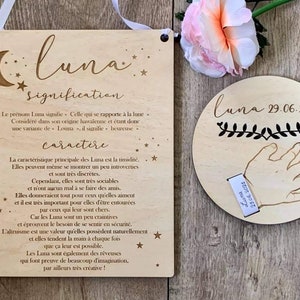 Pancarte signification prénom personnalisé/support en bois Bracelet maternité