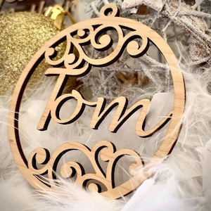 Personalized wooden Christmas ball