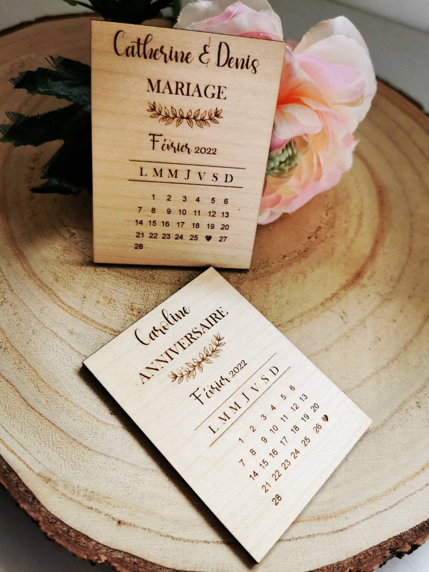 Magnet Calendrier en Bois Personnalisé