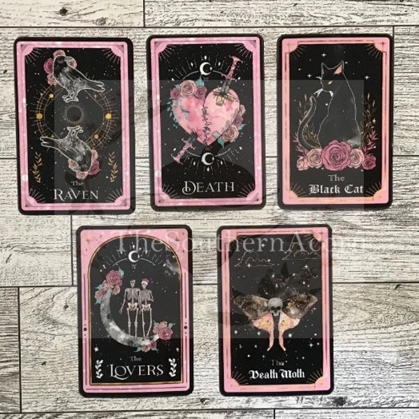 Pink tarot card stickers