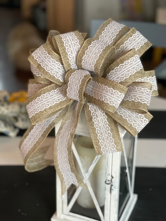 Lace Ribbon Bow Wreath Bow Handmade Ribbon Lace Bow Lantern Etsy