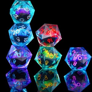 D20 or D6 Single MYSTERY Moving Eyeball- 24mm Liquid Core Resin Sharp Edge Dice