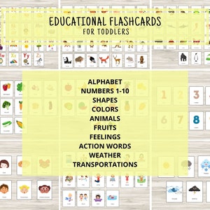 Printable Educational Flash Cards for toddlers - Instant Download - Digital Print - Homeschool - Alphabet and many more