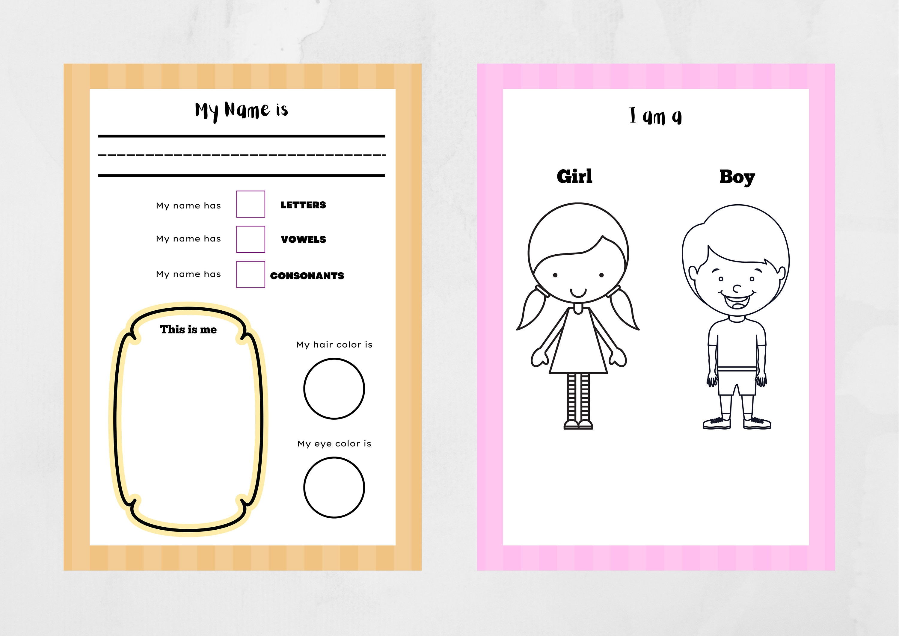 All about myself worksheets for toddlers pre k etsy