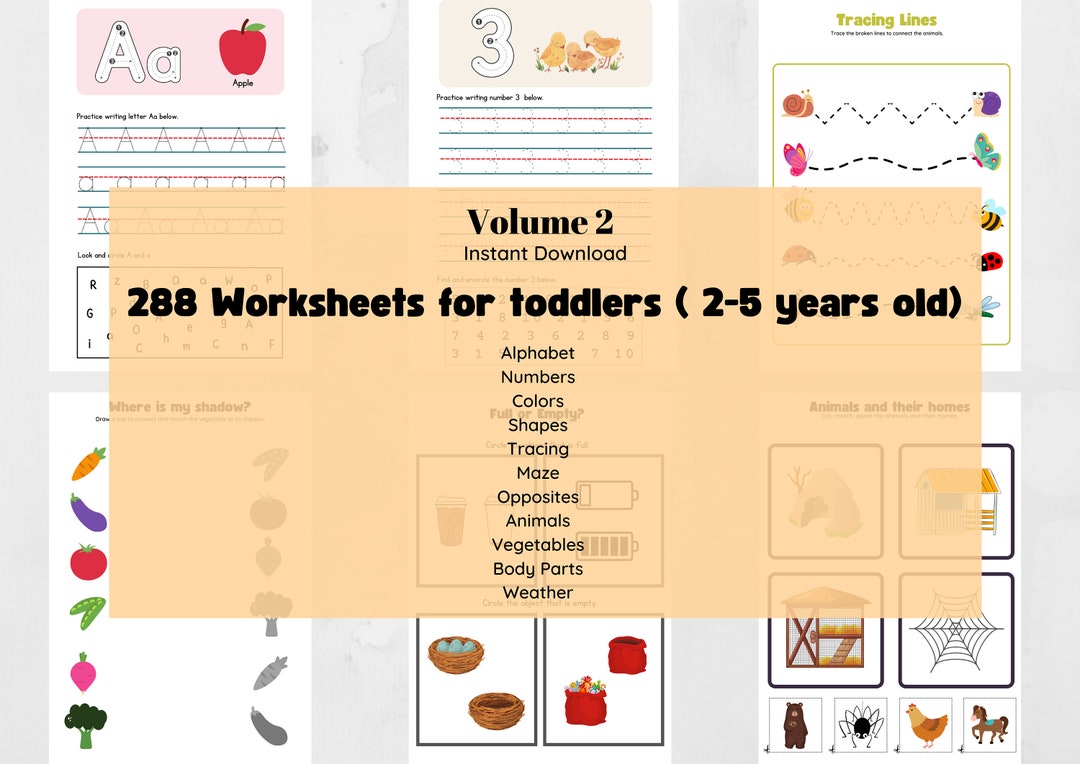 288 Printable Toddler Worksheets, Toddler Workbook, Homeschool, Instant Download Toddler ...