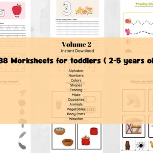288 Printable Toddler Worksheets, toddler workbook, homeschool, Instant download toddler worksheets