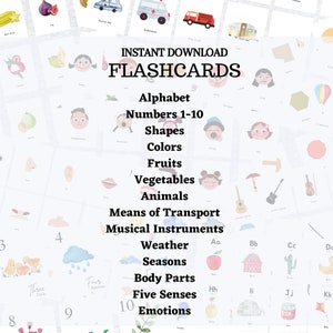300+ Printable Educational Flashcards for Toddler Preschool, Montessori, Kindergarten Homeschool | INSTANT DOWNLOAD