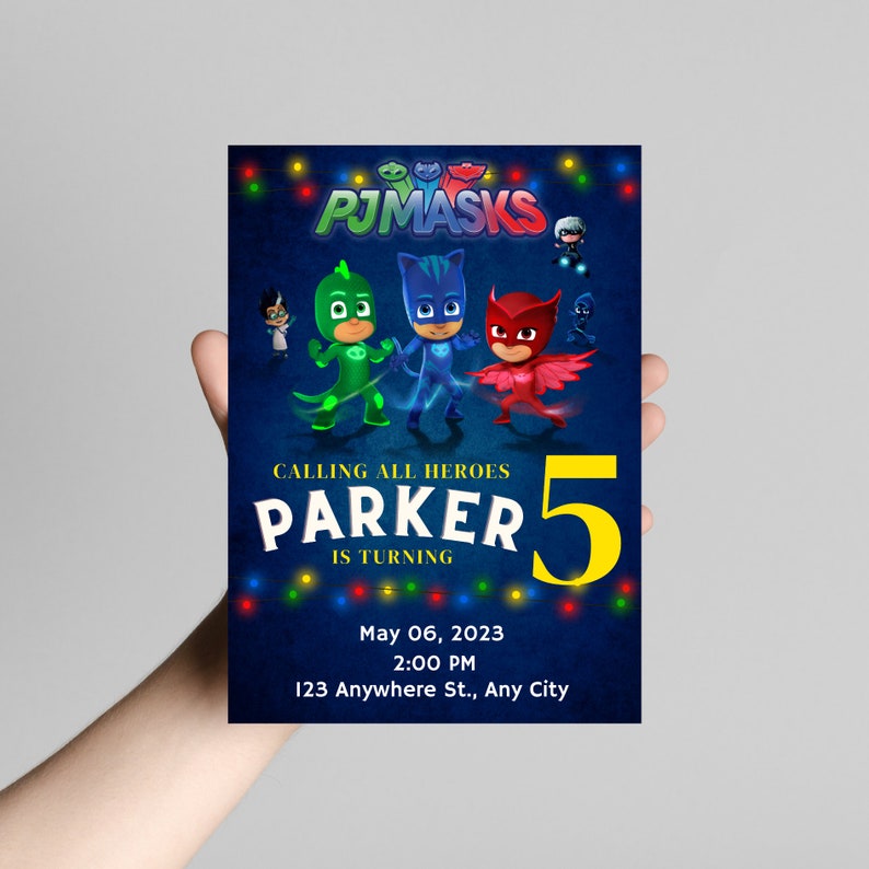Editable PJ Masks Invitation PJ Masks Birthday Invitation PJ Masks
