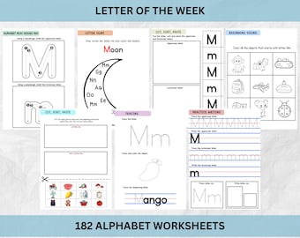 Pre School Kindergarten Letter of the Week | Alphabet Worksheets | Homeschool | Montessori | Printables | Instant Download | Digital File