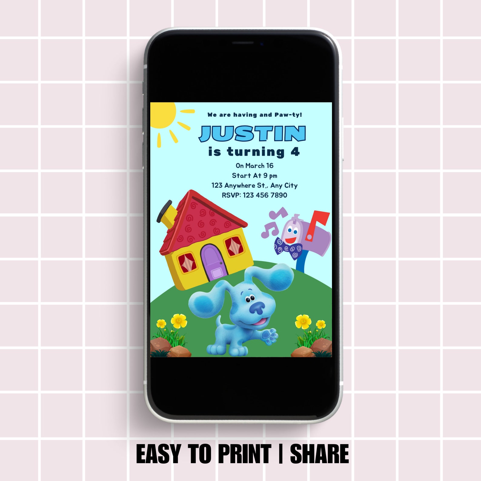 Editable Blues Clues Themed Invitation Blues Clues Birthday Invitation ...