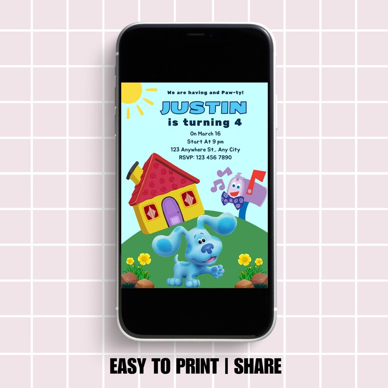 Editable Blues Clues Themed Invitation Blues Clues Birthday Invitation