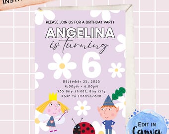 Editable Invitation | Ben and Holly Birthday Invitation | Girl Birthday Party | Fairy Theme | Instant Download | Invitation